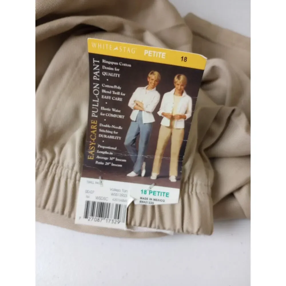 Vintage White Stag Women Pants Petite 18 Pull Up Tan
